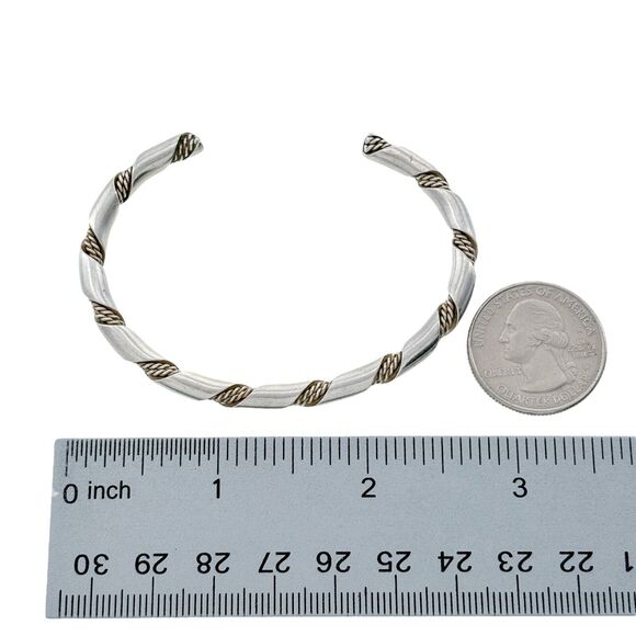 Vintage Southwestern Sterling Silver 925 Twisted Rope Cuff Bracelet 6.5" - Picture 4 of 5